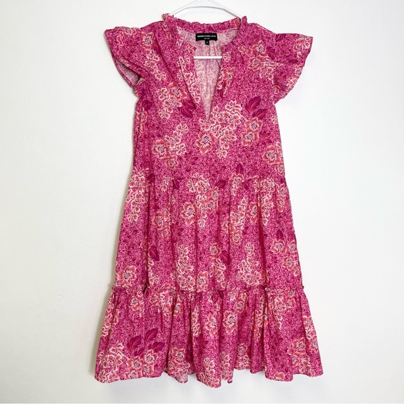 Generation Love Floral Sun Dress Ruffle Pink Oversized V Neck Slip On Size XS - Picture 4 of 15